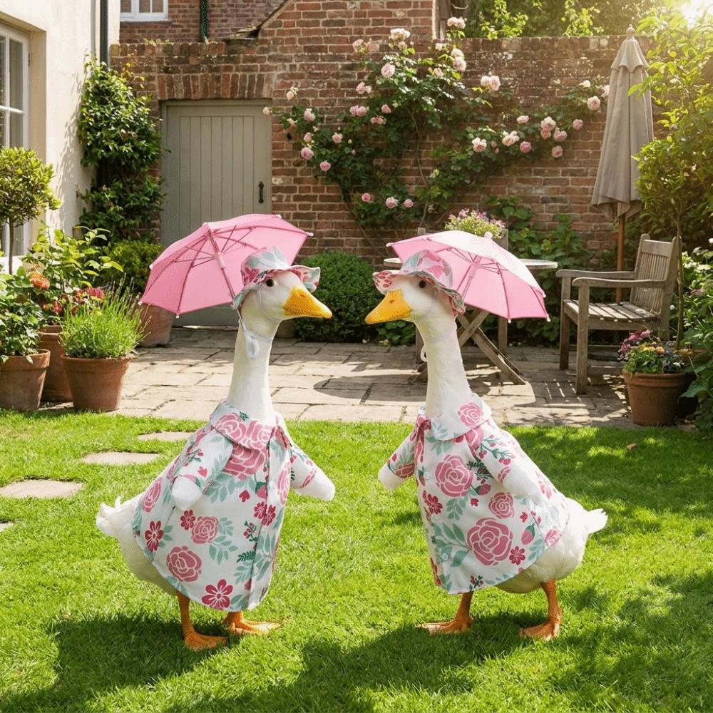 with Umbrellas Porch Goose Outfit Decorative Goose Statue Costume Lawn Goose Clothes Celebration