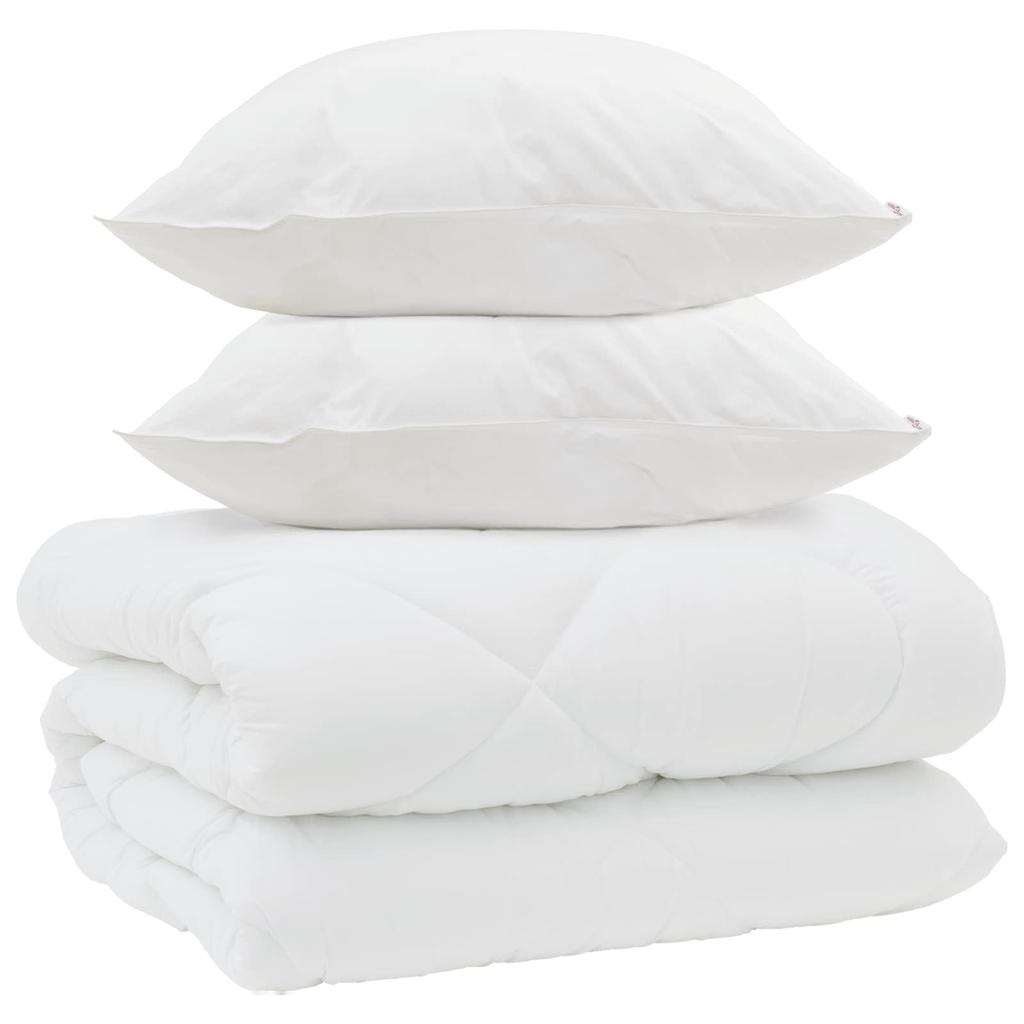 Winter Duvet Set with Pillows 3 pcs White Microfiber