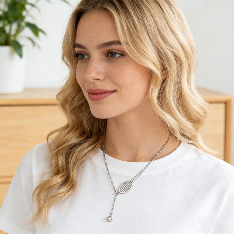 Модное ожерелье-подвеска в виде теннисной ракетки, портативное и прочное, для повседневного ношения