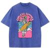 Fashion Women Cotton Washed T-Shirt Endless Summer Skull Surfing Printing Short Sleeve Casual Loose Tee Shirt Vintage Clothes