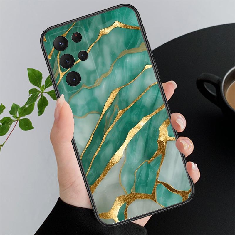 Green Gold Marble Phone Case For Samsung A52S A21S A33 A23 A35 A55 A14 A32 A52 A53 A54 A51 A71 A15
