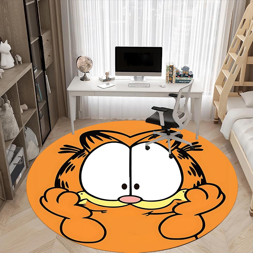 1pc Garfield Cat Office Round Area Rug,Bedroom Living Room Home Decor, Room Deco a1016124