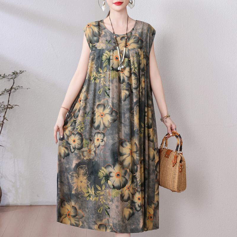 Летнее винтажное платье больших размеров, женские свободные повседневные элегантные длинные платья без рукавов большого размера