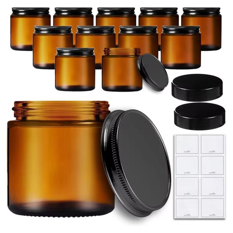 4oz 8oz 16oz Candlestick Christmas Birthday Decorations Round Glass Bottle Fragrance Scented Oil Candle Jar with Metal Lids