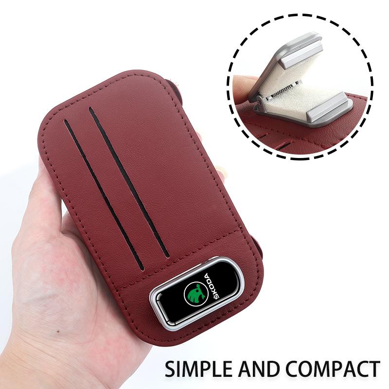 Multi-functional Car Sun Visor Organizer Card Glasses Holder For Skoda Roomster Citigo Enyaq VisionS Derivative Yeti Scala FP1