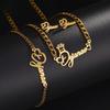 Custom Stainless Steel Letter Necklace Bracelet Stud Earrings Personalized Cutting Simple Style English Name Jewelry Set