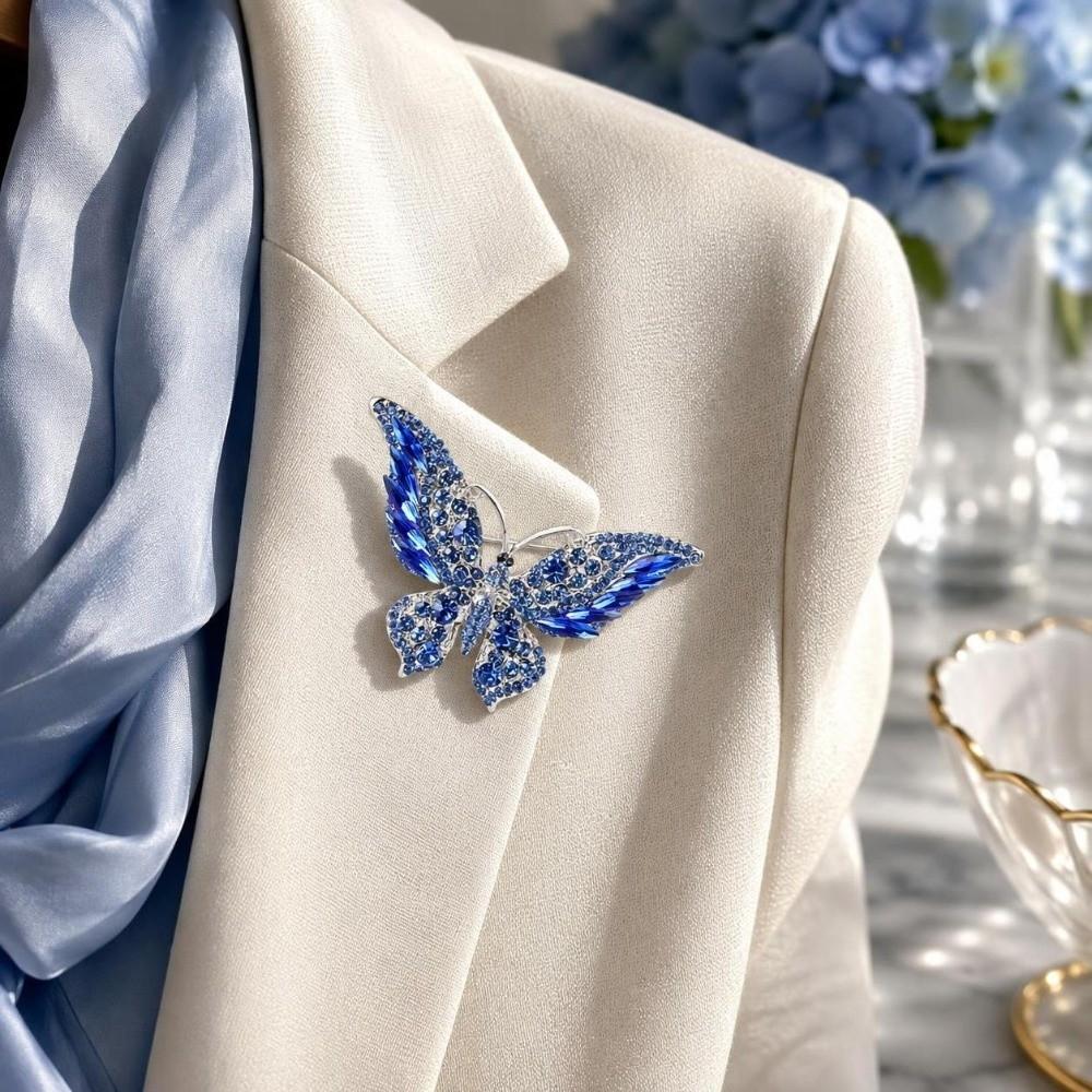 2pcs Animal Shape Crystal Rhinestone Brooch Exquisite Design Butterfly Corsages Brooch For Women