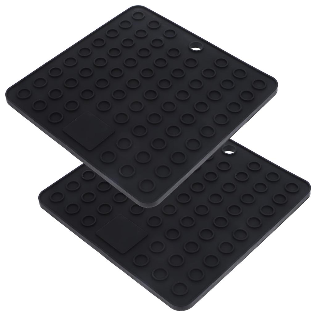 2pcs Silicone Drying Mat Kitchen Counter Cushion Heat Resistant Dish Draining Mat For Cups Bowls Bar Countertop Waterproof Mats