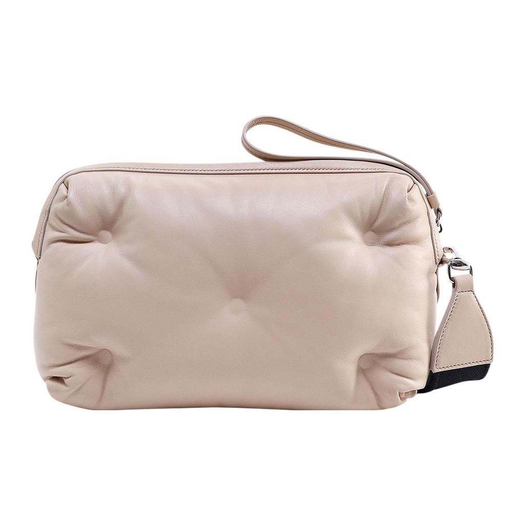 Maison Margiela Fashion Casual Logo Appliqué Ruched Leather Shoulder Crossbody Bag Women bags Light-Brown SB1WB0002P4300T2086