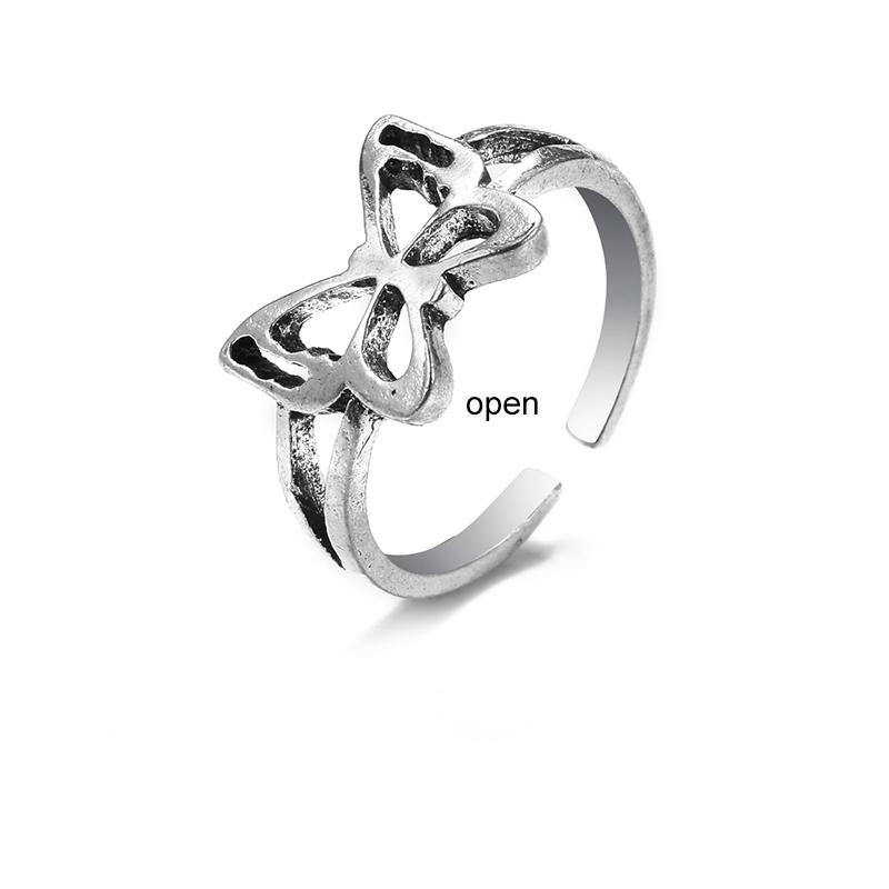 Кольцо для женщин и девочек Любовь Бабочка Череп Модные мужские украшения Винтаж Древнее серебро Цвет Панк Хип-Хоп Регулируемый Бохо