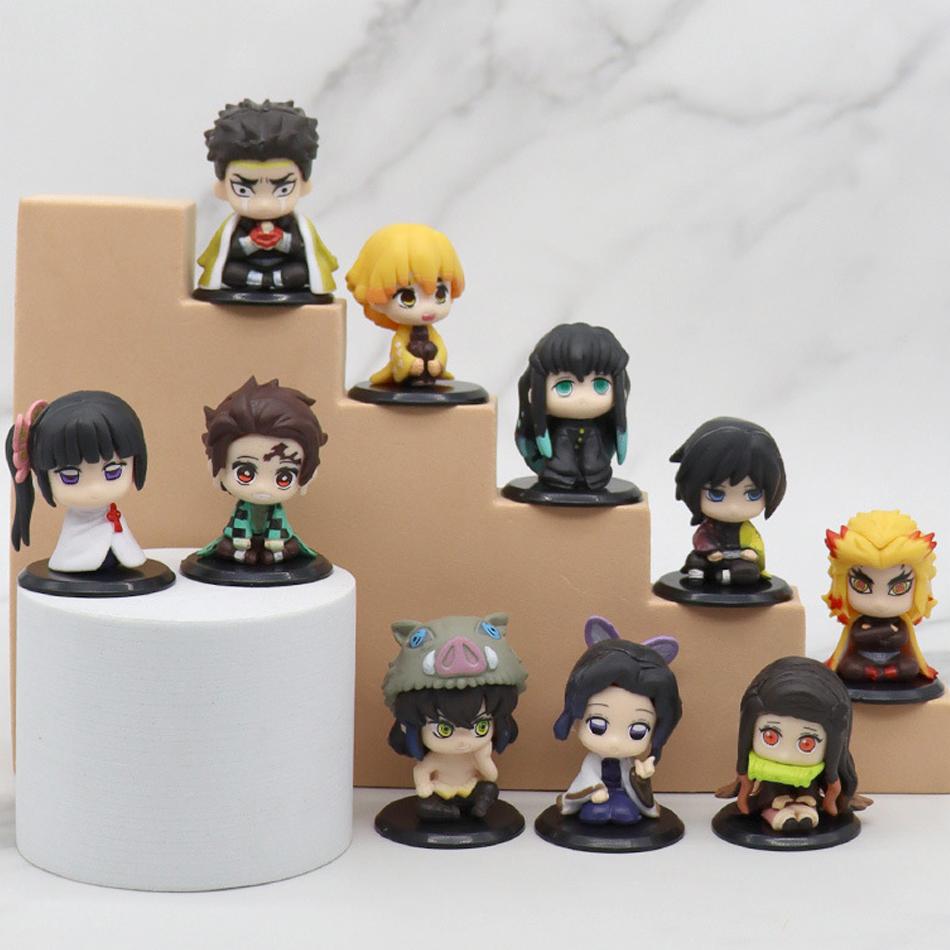 Фигурка Игрушка Клинок Рассекающий Демонов Аниме Kimetsu no Yaiba Q Версия Сидящий Танджиро Незуко Иноске Зеницу PVD Фигурка Модель Кукла Подарок