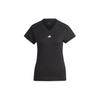 adidas Футболка Aeroready Solid Logo Print V-образным вырезом с коротким рукавом в американском стиле с регланами, женские топы, черный цвет HN5543