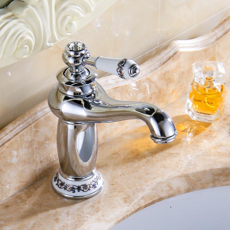 Basin Faucets Chrome Bathroom Faucet Ceramic Base Single Hole Brass Basin Sink Faucet Single Handle Water Mixer Taps Crane M-16