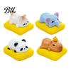 Cute Mini Figurine 3 Pcs Sleeping Animal on Pad Figurines Miniature Kitten Panda Resin Elephant Capybara Sculpture for DIY Crafts Dollhouse