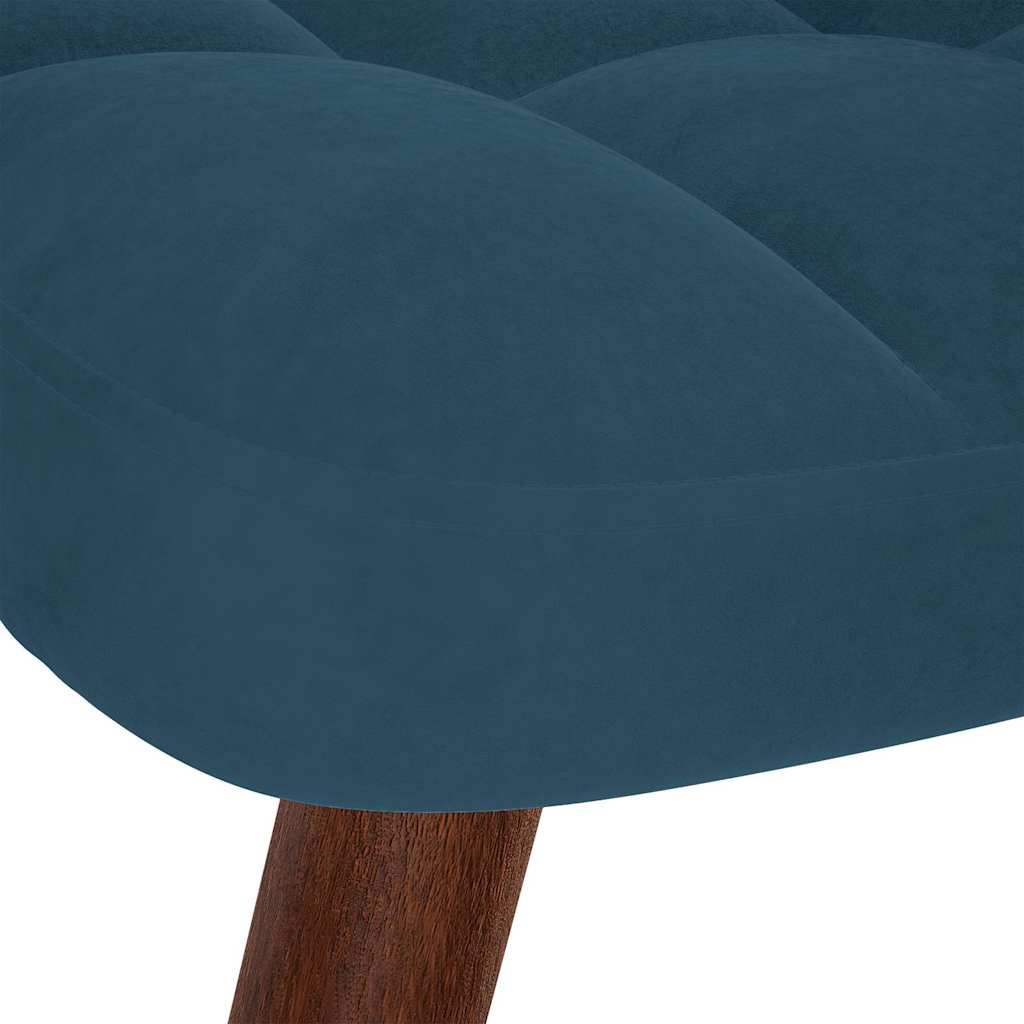 Relax Armchair with Footstool Blue Velvet