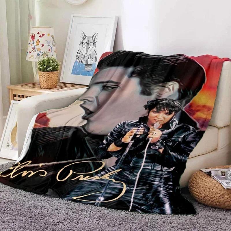 E-Elvis Presley Throw Blanket Soft Flannel Thin for Bed Sofa Cover Bedspread Home Deco Picnic Cooling Blankets for Beds Gift