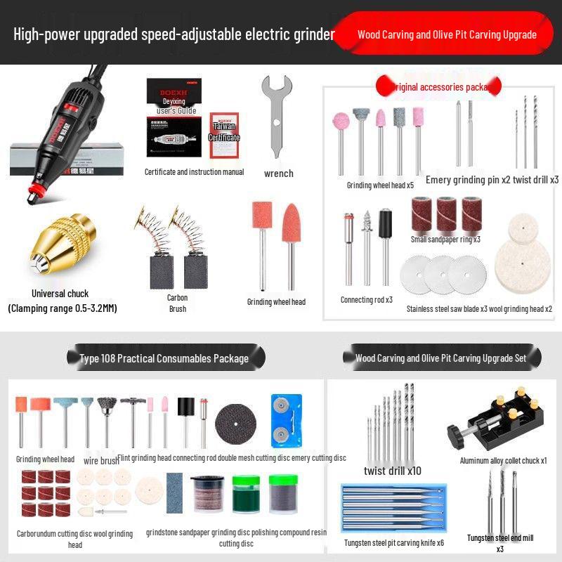 Мощная электрическая ручная шлифовальная машина и полировальная машина: Инструмент для удаления ржавчины, зачистки заусенцев, гравировки и полировки