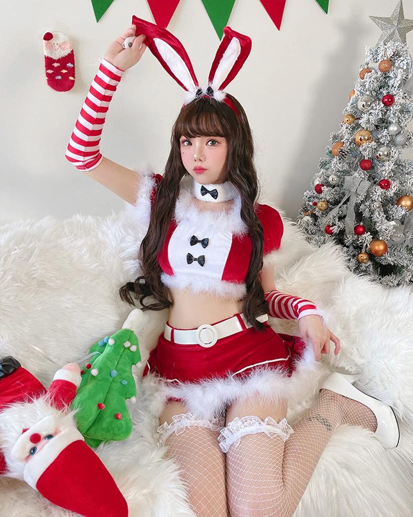 Milky Time Women's Sexy Santa Claus Bunny Girl Costume (Red)