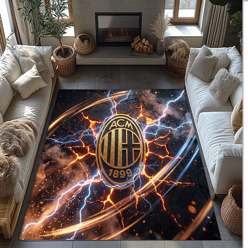 Фланелевый ковер с принтом AC Milan, нескользящий, мягкий, из полиэстера, для пола, декоративный коврик для спальни, гостиной, дивана, игровой комнаты, домашний декор