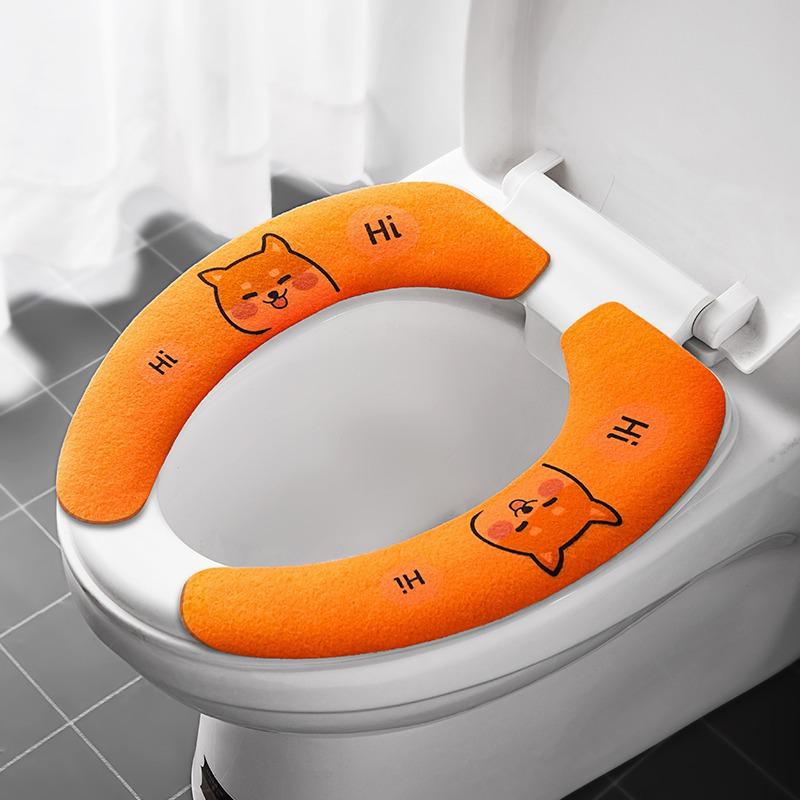 Four Seasons Cartoon Electrostatic Toilet Seat Cushion Pad - Warm, Thick, Adhesive, Universal Fit