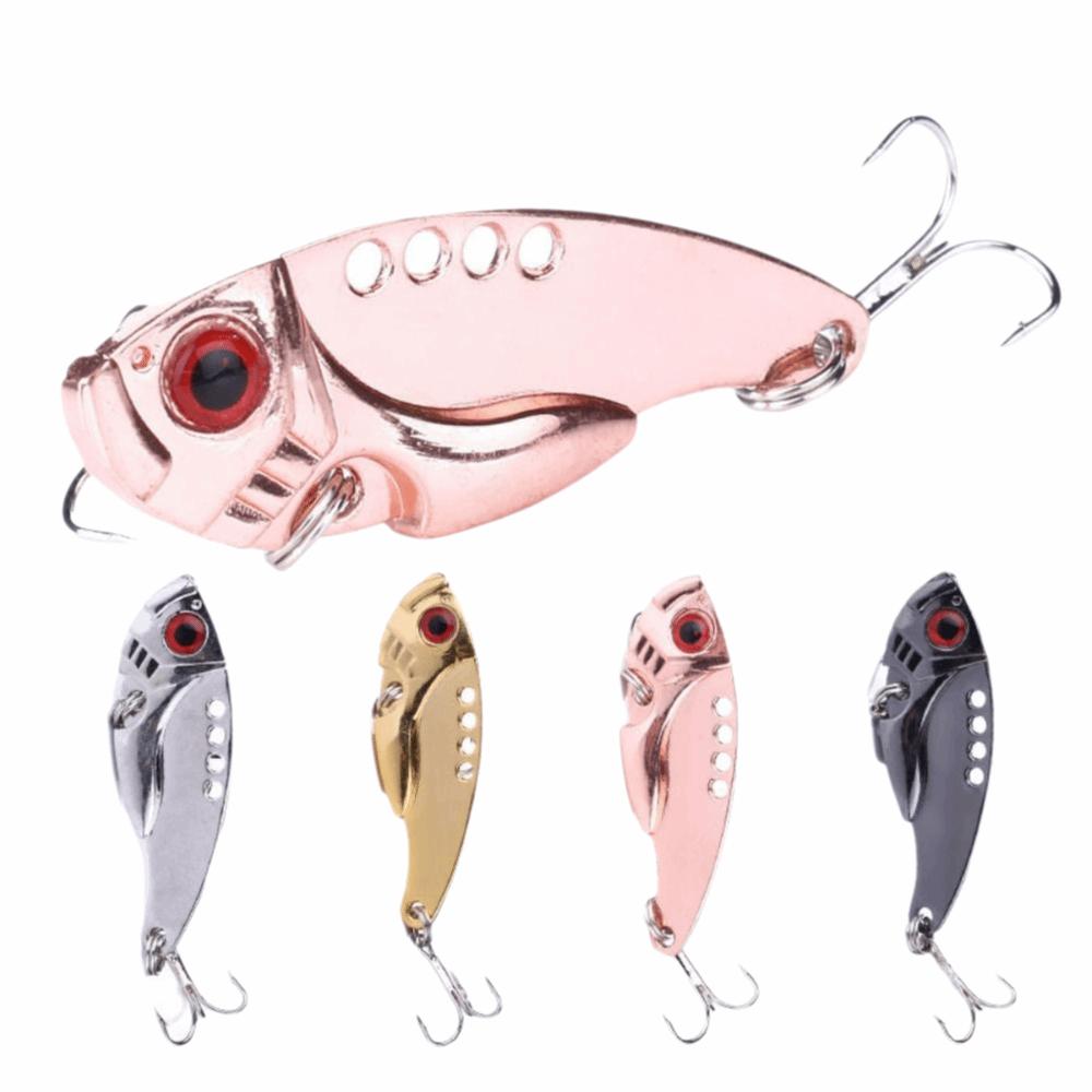 4PCS with Treble Hooks Spoon Lures with 3D Red Eyes Crank Bait Lures Spinner Fishing Lures for Bass