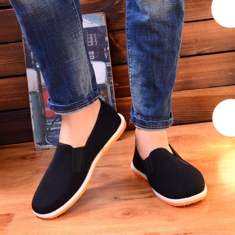 Старые пекинские тканевые туфли, всесезонная рабочая обувь, мужская обувь, ленивые туфли с одной педалью, полотенечные туфли, повседневная обувь для водителя и повара