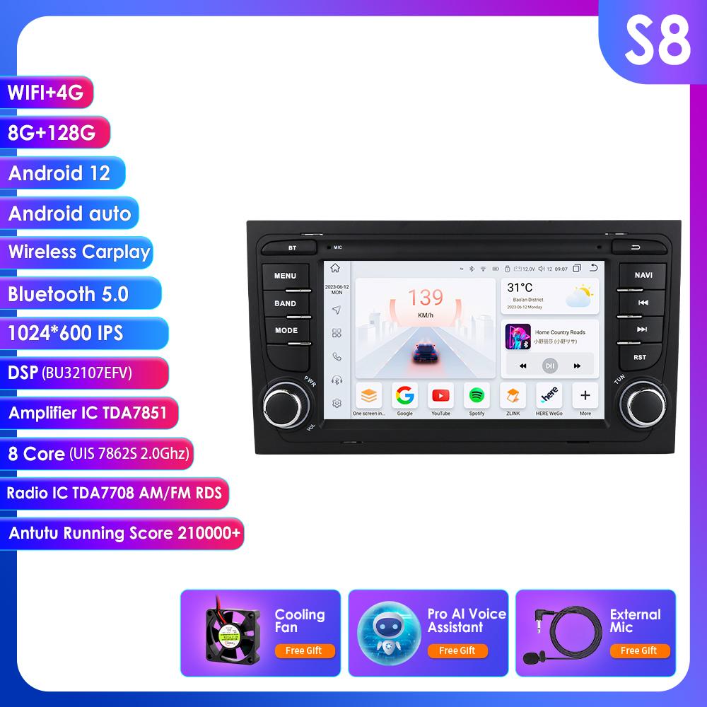 Hizpo 4G-LTE Carplay 7-дюймовый Android автомобильный радиоприемник GPS для A4 B9 B8 B7 B6 S4 RS4 SEAT Exeo Мультимедиа RDS 2din Автомагнитола Стерео Видео Интеллектуальная навигация