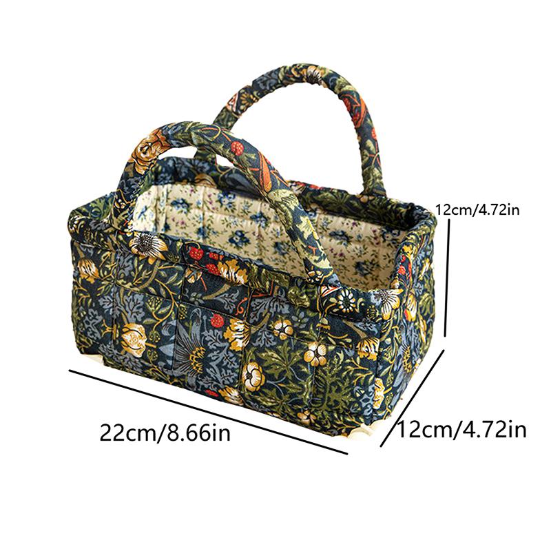 Floral Pattern Storage Basket Women Large Capacity Fabric Sweet Laundry Baskets With Easy Carry Handles Hampers Travel Tote Bag+