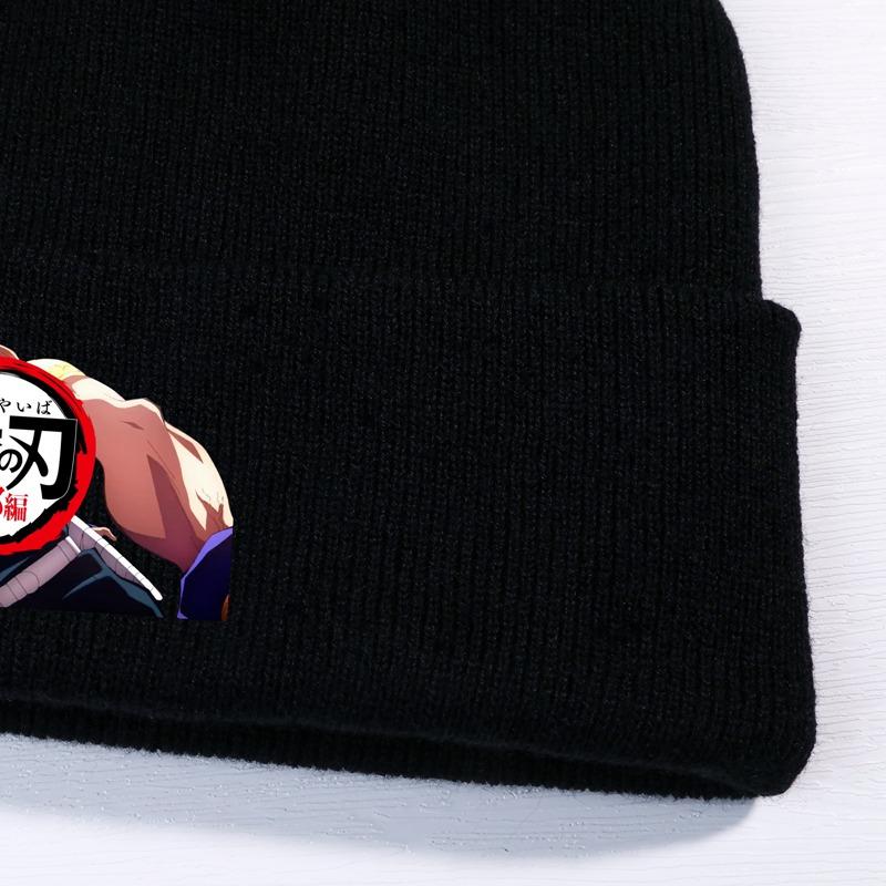 Вязаная шапка Demon Slayer, женские шапки унисекс, осенне-зимние шапки, японские вязаные крючком шапки в стиле аниме