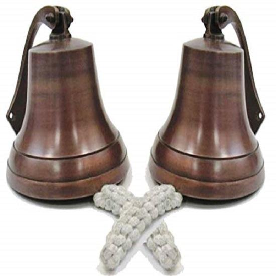 Настенный темный медный колокол с веревкой, морское украшение, деревенский домашний декор, подарки