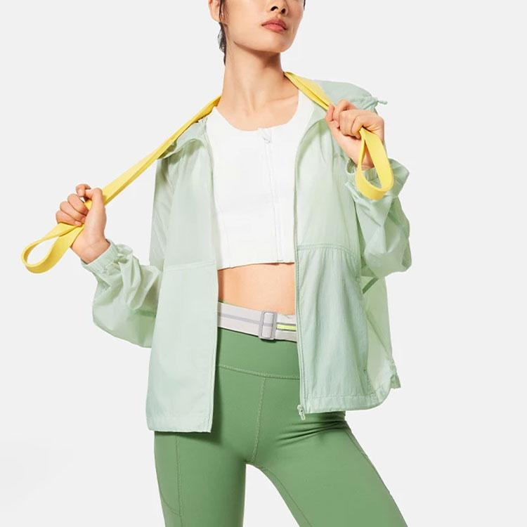 Li Ning УФ-защита водонепроницаемая дышащая цветная однотонная молния с капюшоном куртка женская куртка UPF50+ ледяной зеленый AFDU460-3