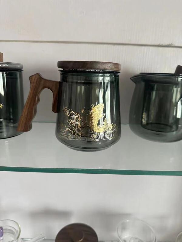 Walnut Wood Handle Glass Tea Infuser Set