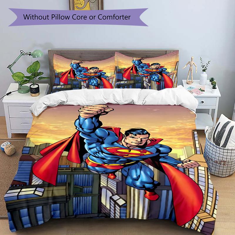 3pcs Superman Cover Set,Soft Comfortable Duvet Cover,Guest Room (1*Duvet Cover + 2*Pillowcases, Without Core) yy251024120