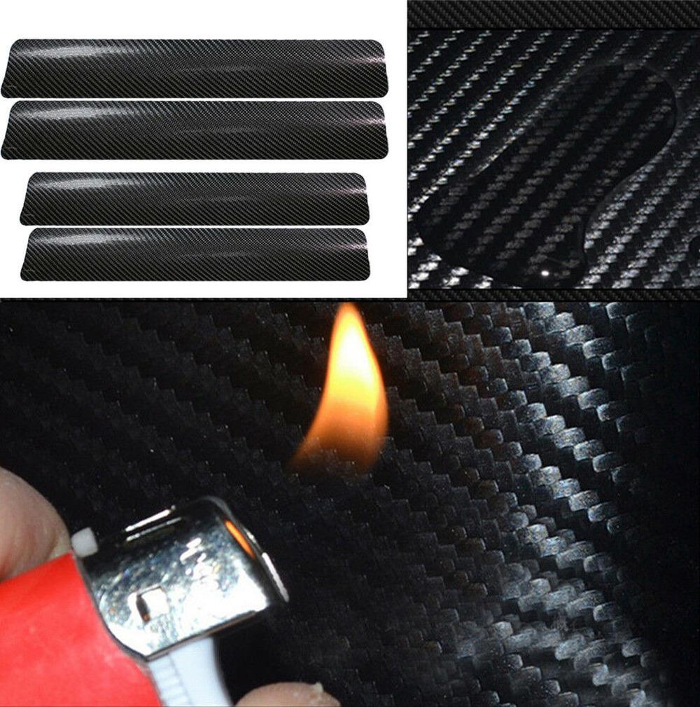 4PCS Carbon Fiber Car Door Sill Scuff Decal Protect Stickers Anti-collision Decorative Strip Car Door Protector Accessories