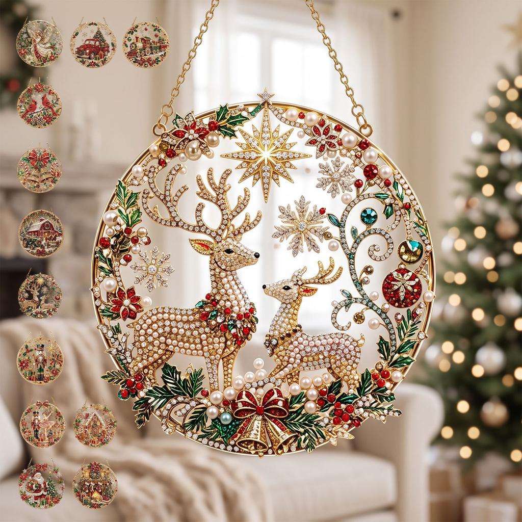 Christmas Pearl Diamond Art Ornaments Set Fashionable and Creative Round DIY Home Christmas Atmosphere Art Ornaments