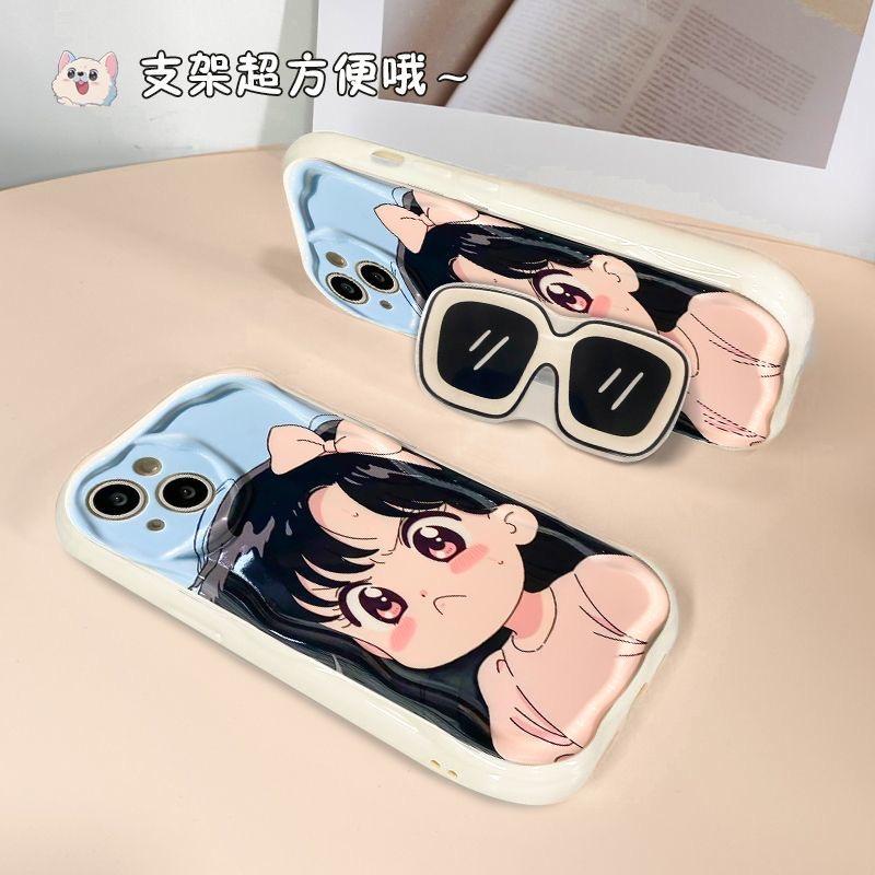 Шикарный чехол для солнцезащитных очков для девочек с держателем Tok Wave для телефона Vivo V25E V21E V23 V27 Pro Y27 Y17S Y35 Y22 Y21S Y16 Y72 Y53S Y33S Y78