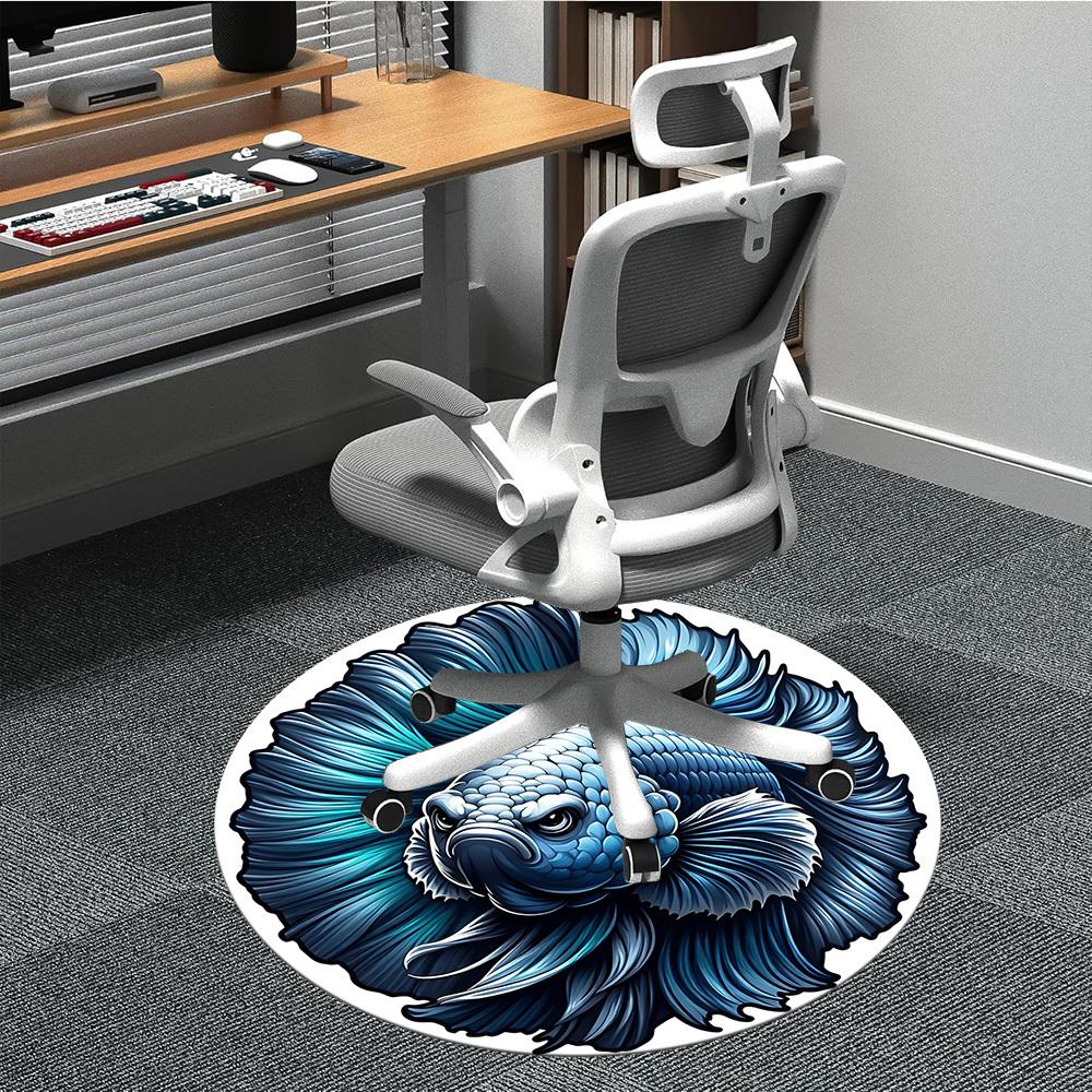1pc Betta Fish Print Carpet for Office Non Slip, Round Carpet, Soft & Comfortable, Carpet for Office, Lightweight Round Floor Mat