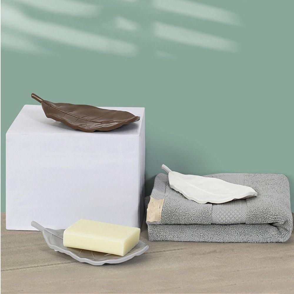 New Leaf Shape Soap Dish Durable Storage Holder Stand Tray Soap Box Fashion Soap Container Tray Bathroom Kitchen Sink Organizer