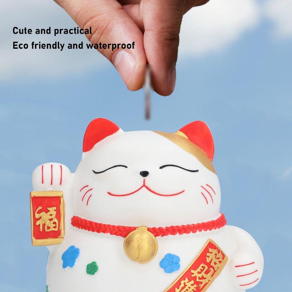 Cute Lucky Cat Piggy Bank Washable Animal Ornaments Cartoon Cat Shape Saving Box  Living Room