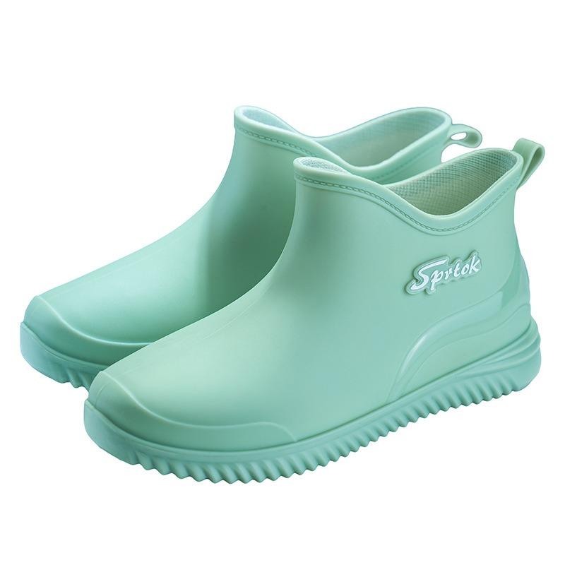 Fashion Short Tube Girls Rain Shoes Low Top Waterproof Shoes Kitchen Low Tube Rubber Shoes Car Wash Water Boots Plus Cotton Wool Rain Boots