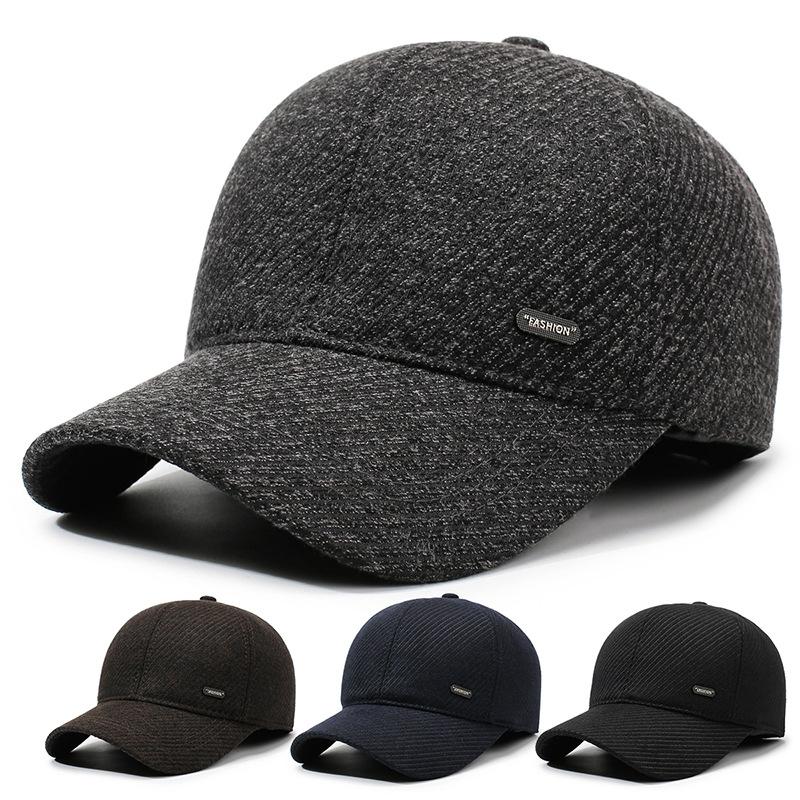 Autumn Winter Men's Warm Cap Middle-Aged Winter Baseball Cap Outdoor Velvet Thick Cotton Cap