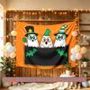 Halloween Home Ghosts Bats Celebration Banner, Polyester Backdrop for Home Decor & Party Supplies