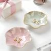 Elegant Ceramic Lotus Leaf Jewelry Organizer Earrings, Rings Accessories, Perfect for Birthdays or Gift Flower Shaped Trays