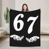 Christmas Humor Santa Says Six Seven  Flannel Blanket Winter Warm Soft Bedding Throws for Kids Couch Chair Fun Bedspread