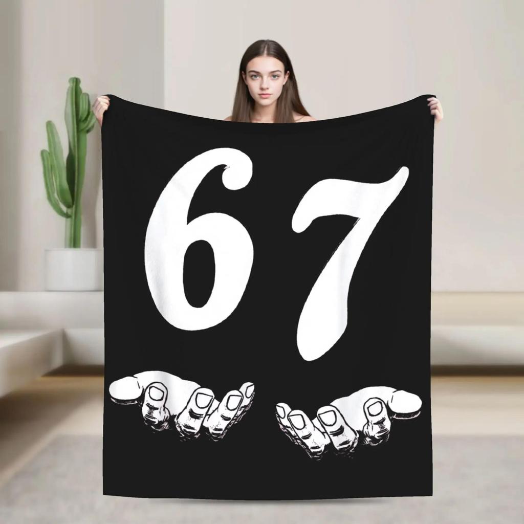 Christmas Humor Santa Says Six Seven Flannel Blanket Winter Warm Soft Bedding Throws for Kids Couch Chair Fun Bedspread