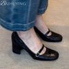 Модные туфли на высоком каблуке с квадратным носком, женские сандалии, туфли Мэри Джейн, летние лоферы, тренд 2025, лодочки с неглубоким вырезом, массивные zapatos mujer