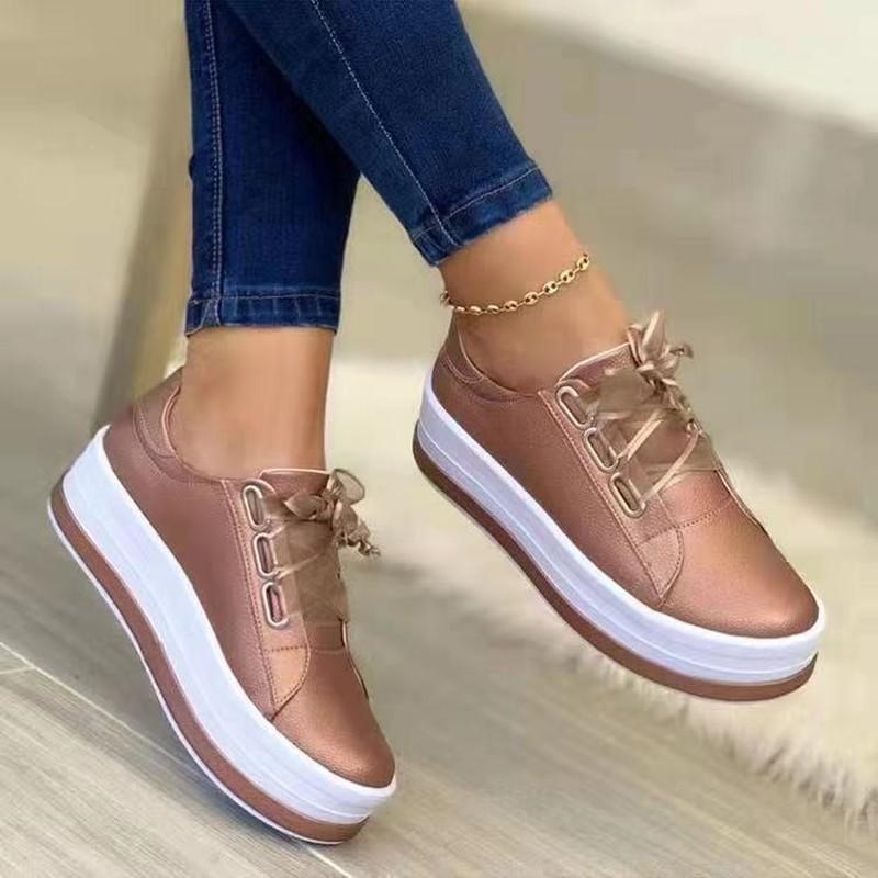Women Sneakers Platform Shoes PU Leather Patchwork Casual Sport Shoes Ladies Outdoor Running Walking Shoes Zapatillas Mujer