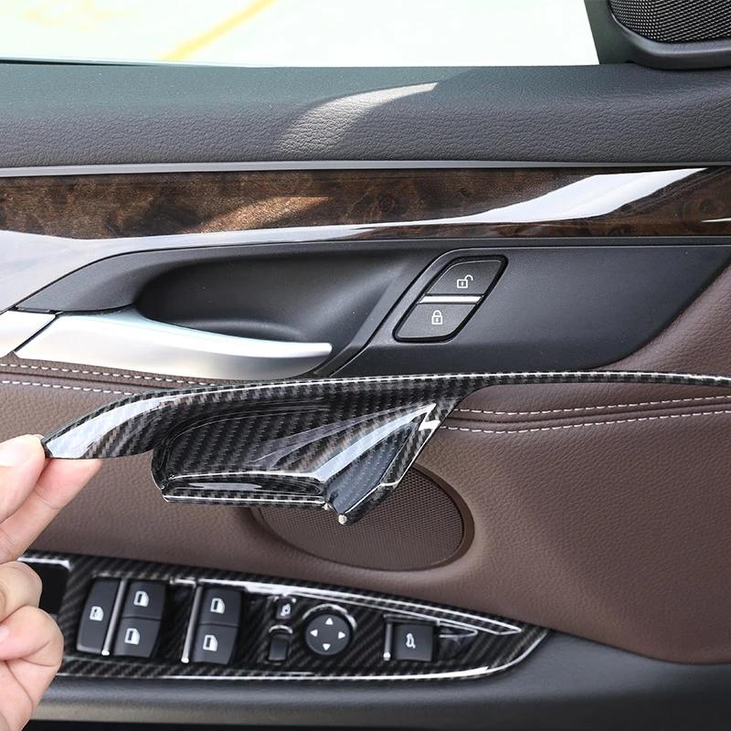 Стиль из углеродного волокна, внутренняя дверная ручка автомобиля, чаша, рамка, декоративная крышка, наклейки для BMW X5 F15 X6 F16 2014-2018