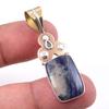 Natural Sodalite Gemstone 925 Solid Sterling Silver Two Tone Pendant 1.75" Z3J40