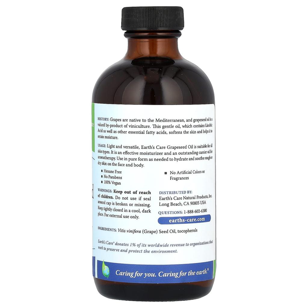 Earth's Care Grapeseed Oil, 8 Fl Oz (236 Ml)